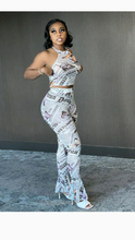 Load image into Gallery viewer, BUTTERFLY PRINT SLEEVELESS TOP AND FLARE PANTS 2-PIECE SETS
