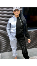 Load image into Gallery viewer, CASUAL COLOR BLOCKING HOODED TOP AND PANTS 2-PIECE SET
