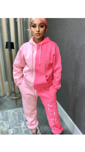 Load image into Gallery viewer, CASUAL COLOR BLOCKING HOODED TOP AND PANTS 2-PIECE SET

