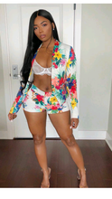 Load image into Gallery viewer, SEXY FLORAL PRINT BLAZER AND SHORTS 2-PIECE SET
