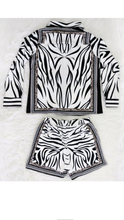Load image into Gallery viewer, ZEBRA STRIPED PATCHWORK LONGSLEEVE SHIRT AND CASUAL 2-PIECE SET
