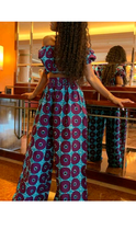 Load image into Gallery viewer, OFF SHOULDER CROP TOP AND WIDE-LEG PANTS GRAPHIC PRINT 2-PIECE SET
