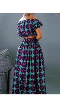 Load image into Gallery viewer, OFF SHOULDER CROP TOP AND WIDE-LEG PANTS GRAPHIC PRINT 2-PIECE SET
