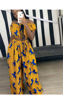 Load image into Gallery viewer, OFF SHOULDER CROP TOP AND WIDE-LEG PANTS GRAPHIC PRINT 2-PIECE SET
