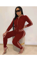 Load image into Gallery viewer, GEOMETRIC PRINT LONG-SLEEVE ZIPPER COAT AND PANTS 2-PIECE SET
