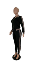Load image into Gallery viewer, GEOMETRIC PRINT LONG-SLEEVE ZIPPER COAT AND PANTS 2-PIECE SET
