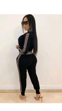 Load image into Gallery viewer, GEOMETRIC PRINT LONG-SLEEVE ZIPPER COAT AND PANTS 2-PIECE SET
