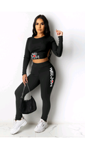 Load image into Gallery viewer, LETTER PRINT BACKLESS TOP AND PANTS 2-PIECE SET
