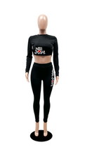 Load image into Gallery viewer, LETTER PRINT BACKLESS TOP AND PANTS 2-PIECE SET
