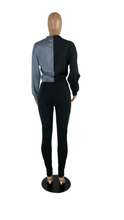 Load image into Gallery viewer, COLOR BLOCKING LACE-UP TOP AND PANTS 2-PIECE SET

