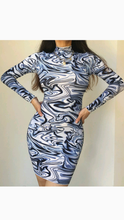 Load image into Gallery viewer, MOCK NECK TYE-DYE PRINT DRESS
