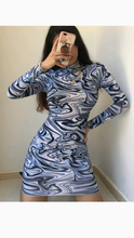 Load image into Gallery viewer, MOCK NECK TYE-DYE PRINT DRESS
