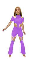 Load image into Gallery viewer, ROUND NECKLINE COOL-SHOULDER TOP AND CUT-OUT PANTS 2-PIECE SET

