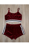 Load image into Gallery viewer, FLANNEL CAMISOLE AND STRIP HIGH-WAISTED SHORTS SET
