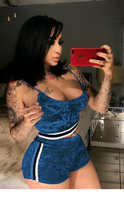 Load image into Gallery viewer, FLANNEL CAMISOLE AND STRIP HIGH-WAISTED SHORTS SET
