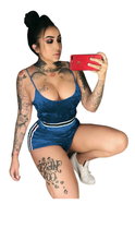 Load image into Gallery viewer, FLANNEL CAMISOLE AND STRIP HIGH-WAISTED SHORTS SET
