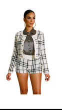 Load image into Gallery viewer, PLAID PATTERN CROPPED CARDIGAN SHORTS 2-PIECE SET
