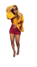 Load image into Gallery viewer, OFF-SHOULDER FLARE LONGSLEEVE TYE-DYE TOP AND SHORTS 2-PIECE SET
