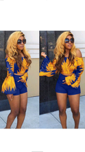 Load image into Gallery viewer, OFF-SHOULDER FLARE LONGSLEEVE TYE-DYE TOP AND SHORTS 2-PIECE SET

