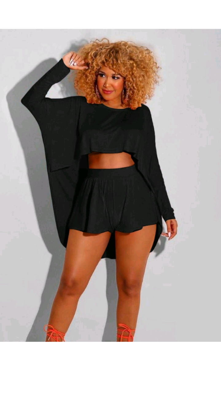 CASUAL SOLID COLOR IRREGULAR HEMP TOP AND SHORTS 2-PIECE SET