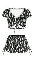 Load image into Gallery viewer, FASHION LETTER PRINTING DRAWSTRING TOP AND 2-PIECE SHORTS SET
