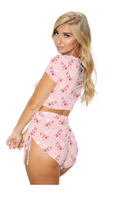 Load image into Gallery viewer, FASHION LETTER PRINTING DRAWSTRING TOP AND 2-PIECE SHORTS SET
