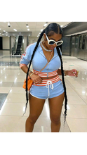 Load image into Gallery viewer, COLOR BLOCKING HOODIE AND SHORTS 2-PIECE SET
