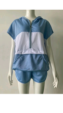 Load image into Gallery viewer, CASUAL COLOR BLOCKING HOODIE AND SHORTS 2-PIECE SET
