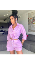 Load image into Gallery viewer, CASUAL SOLID COLOR SINGLE-BREASTED TOP AND SHORTS 2-PIECE SET
