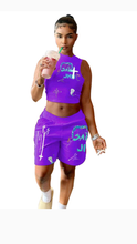 Load image into Gallery viewer, FASHION LETTER PRINTING TOP AND SHORTS 2-PIECE SET
