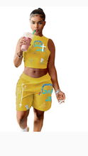 Load image into Gallery viewer, FASHION LETTER PRINTING TOP AND SHORTS 2-PIECE SET
