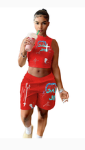Load image into Gallery viewer, FASHION LETTER PRINTING TOP AND SHORTS 2-PIECE SET
