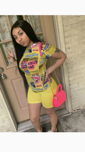 Load image into Gallery viewer, NEWSPAPER PRINTING T-SHIRT AND SHORTS 2-PIECE SET
