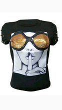 Load image into Gallery viewer, SEQUIN PATCHWORK PORTRAIT PRINTING T-SHIRT
