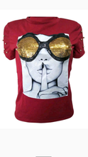 Load image into Gallery viewer, SEQUIN PATCHWORK PORTRAIT PRINTING T-SHIRT
