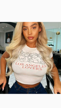 Load image into Gallery viewer, ROUND NECKLINE SHORT-SLEEVE ANGEL PRINT CROP TOP TEE
