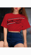 Load image into Gallery viewer, ROUND COLLAR LETTER PRINT CROPPED T-SHIRT
