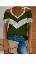 Load image into Gallery viewer, CASUAL COLOR BLOCKING PATCHWORK SHORT SLEEVE T-SHIRT
