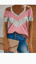 Load image into Gallery viewer, CASUAL COLOR BLOCKING PATCHWORK SHORT SLEEVE T-SHIRT
