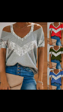 Load image into Gallery viewer, CASUAL COLOR BLOCKING PATCHWORK SHORT SLEEVE T-SHIRT
