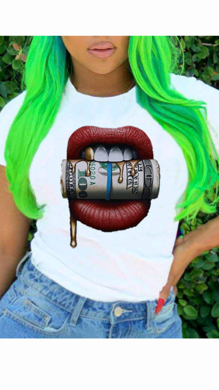 FASHION LIPS PRINTING T-SHIRT