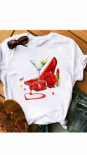 Load image into Gallery viewer, WINE GLASS PRINTING T-SHIRT

