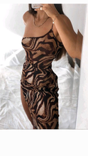 Load image into Gallery viewer, SEXY TIGER PRINT SLEEVELESS ONE SHOULDER SPLIT MAXI DRESS
