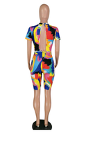 Load image into Gallery viewer, SEXY GRAFFITI PRINT BANDAGE SHORT SLEEVE ROMPER
