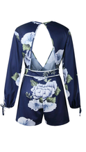 Load image into Gallery viewer, SEXY V-NECK FLORAL PRINT LONG-SLEEVE BACKLESS HIGH-WAISTED ROMPERS
