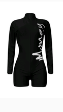 Load image into Gallery viewer, STAND COLLAR LETTER PRINT LONGSLEEVE SKIN TIGHT ROMPER
