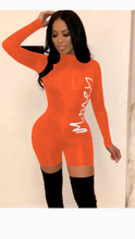 Load image into Gallery viewer, STAND COLLAR LETTER PRINT LONGSLEEVE SKIN TIGHT ROMPER
