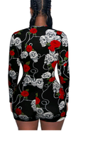 Load image into Gallery viewer, SKULL ROSE PRINT LONG-SLEEVE ROMPER
