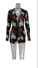 Load image into Gallery viewer, SKULL ROSE PRINT LONG-SLEEVE ROMPER
