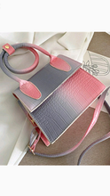 Load image into Gallery viewer, GRADIENT CROCODILE PRINT TWO TONE COLOR AND TWO STRAP BAGS
